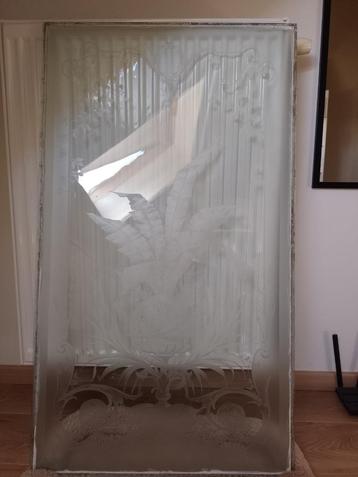 Geëtst glasraam art nouveau antiek 1890 - 1915 beschikbaar voor biedingen