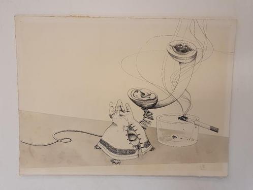 Surrealistisch werk van Jacques Michel 1936-2020 asbak, Antiek en Kunst, Kunst | Schilderijen | Modern, Ophalen of Verzenden