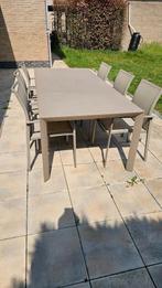 Tuintafel met stoelen, Tuin en Terras, Ophalen, Gebruikt, Rechthoekig, Aluminium