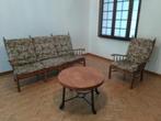Canapé 3 places  et fauteuil 1 pl  - armature en chêne, Maison & Meubles, 125 cm ou plus, Moins de 75 cm, Enlèvement, Utilisé