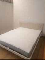 Bedframe Ikea kleppstad wit/Vissie beige zonder matras, Huis en Inrichting, Slaapkamer | Bedden, Ophalen, Beige, Tweepersoons