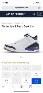 air jordan 3 retro wit zwart donker iris Maat 42.5, Zo goed als nieuw