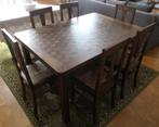 Stevige eiken eettafel (101x144/190/236cm) en 6 stoelen, Huis en Inrichting, Tafels | Eettafels, Ophalen, Gebruikt, 100 tot 150 cm