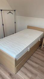 Eenpersoonsbed beuk + lattenbodem en matras, Ophalen, Gebruikt, 90 cm, Eenpersoons
