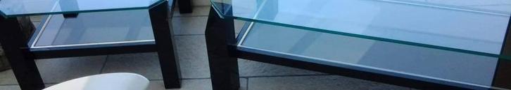 2 tables de salon vintage 1970 Noir et plaqué Or Belgo Chrom, Huis en Inrichting, Tafels | Salontafels, Ophalen