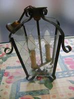 antieke hanglamp, smeedijzeren luster met glas, Enlèvement