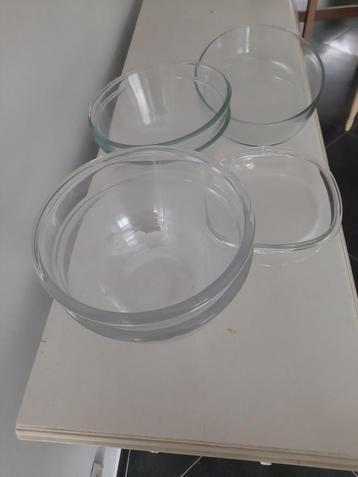 4 Bols en verre, Uni, Verre, Enlèvement, Utilisé