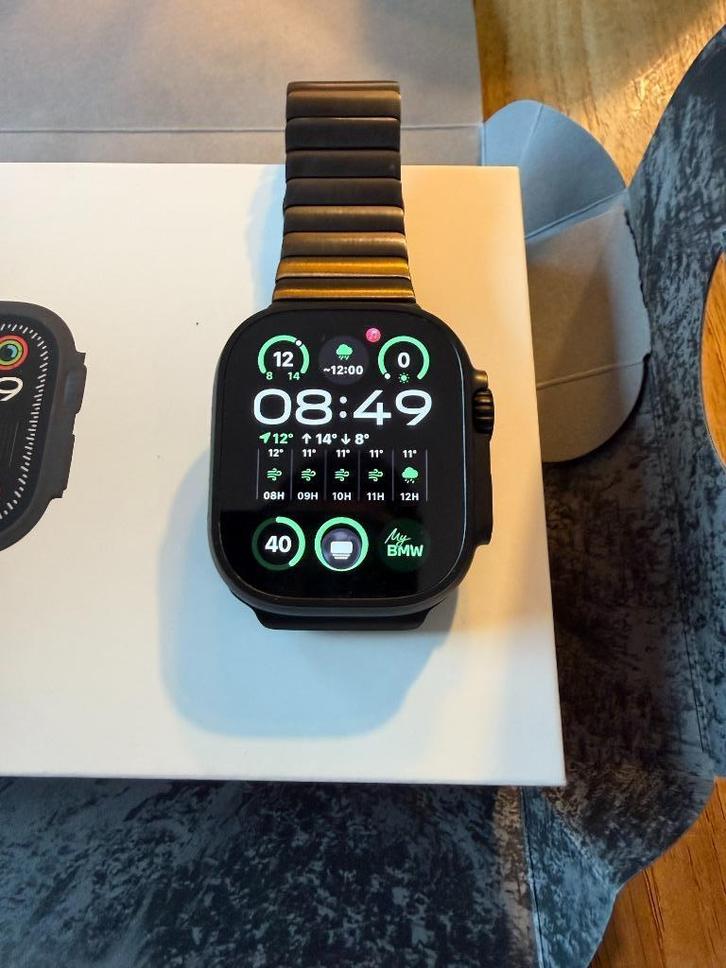 Apple Watch Ultra 2 zwart (onder garantie), Handtassen en Accessoires, Smartwatches, Zo goed als nieuw, iOS, Zwart, Afstand, Conditie