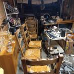 6 Eiken rustieke stoelen. Garageverkoop Molenstede Diest, Huis en Inrichting, Stoelen, Ophalen, Gebruikt, Bruin, Rustiek