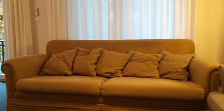 Zetel  - Ruime 3 zit te koop + poef, Huis en Inrichting, Zetels | Zetels, Gebruikt, Rechte bank, Driepersoons, 200 tot 250 cm