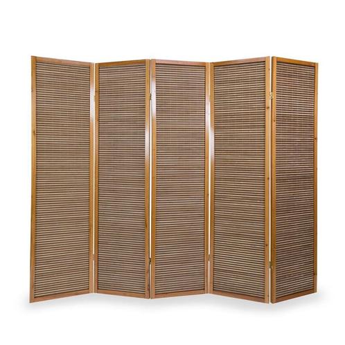 Kamerscherm scheidingswand hout en bamboe 5 delig inklapbaar, Maison & Meubles, Accessoires pour la Maison | Paravents d'intérieur