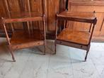 2 sidetables/nachtkastjes mahoniehout met schuif op wieltjes, Antiek en Kunst, Ophalen of Verzenden