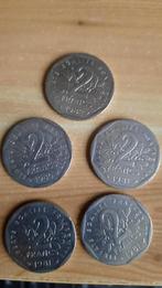 2 Franse frank munten, Postzegels en Munten, Ophalen of Verzenden, Frankrijk, Losse munt, Zilver