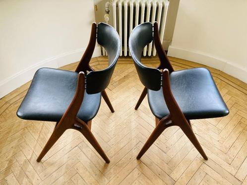Set vintage stoelen 'Aska' / Louis Van Teeffelen, Huis en Inrichting, Stoelen, Zo goed als nieuw, Twee, Zwart, Ophalen