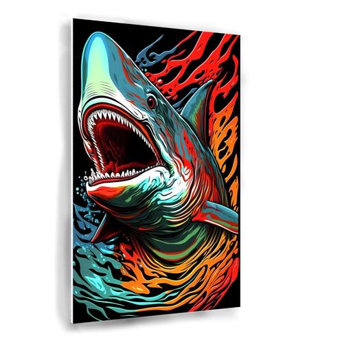 Affiche durcie requin psychédélique 50x75cm, Maison & Meubles, Accessoires pour la Maison | Décorations murale, Neuf, Envoi