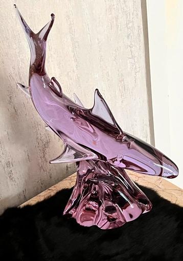 Murano haai,getekend onderkant,H 45 cm x B 34 cm beschikbaar voor biedingen