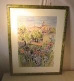 Prachtig Geschilderd Aquarel 'Tuin in Toscane' - Valenti, Antiek en Kunst, Ophalen of Verzenden
