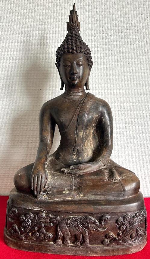Ancien Grand Gautama Bouddha en Bronze - Thaïlande 1920, Antiquités & Art, Art | Art non-occidental, Enlèvement ou Envoi