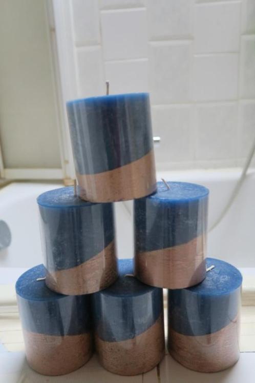 Blokkaarsen blauw vanaf 1 €, Huis en Inrichting, Woonaccessoires | Kandelaars en Kaarsen, Nieuw, Kaars, Minder dan 25 cm, Goud