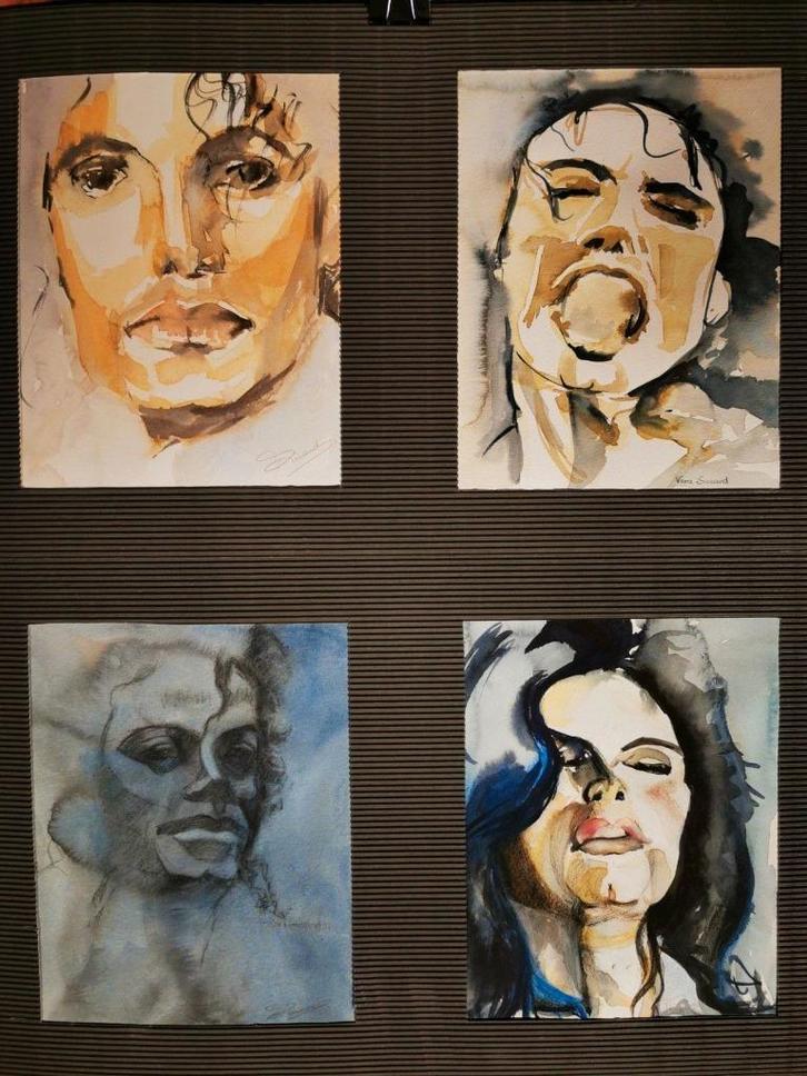 Unieke collectie portretten van Michaël Jackson jaren’80/‘90, Antiek en Kunst, Kunst | Schilderijen | Modern, Ophalen of Verzenden