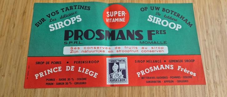 Kuifje, zeldzame poster, reclame, zeefdruk, Sirop Prosmans, Verzamelen, Stripfiguren, Zo goed als nieuw, Overige typen, Kuifje
