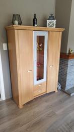 Ruime vitrinekast met schappen en lades, Ophalen, Gebruikt, 100 tot 150 cm, Glas