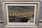 Huile sur panneau site industriel signe Micheline colin, Ophalen of Verzenden