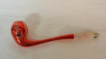 Oude glazen kerstbal lange rode gesuikerde pijp beschikbaar voor biedingen