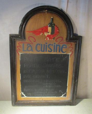 Mooi Oud Houten Krijtbord - La Cuisine - 61x40 beschikbaar voor biedingen