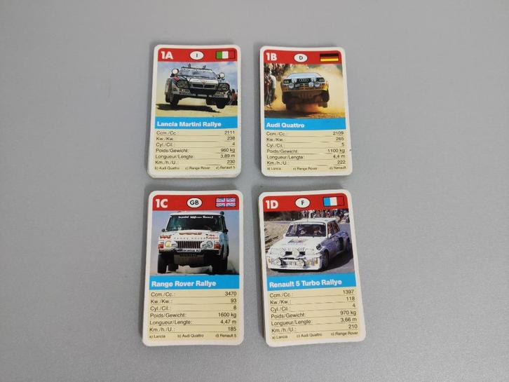 Vintage Auto Kwartetspel (Rally wagens), Hobby en Vrije tijd, Gezelschapsspellen | Kaartspellen, Gebruikt, Een of twee spelers