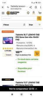 A vendre tabette lenevo, Tablette 10,1" LENOVO TAB M10 3ème Gen 4Go /64GO FHD, Wi-Fi et Web mobile, Connexion USB, 64 GB
