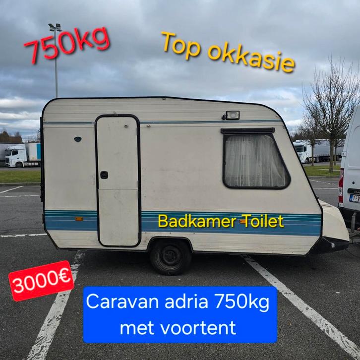 Caravan Adria 750kg Rijbewijs B Badkamer wc voortent camping, Caravans en Kamperen, Caravanaccessoires, Ophalen