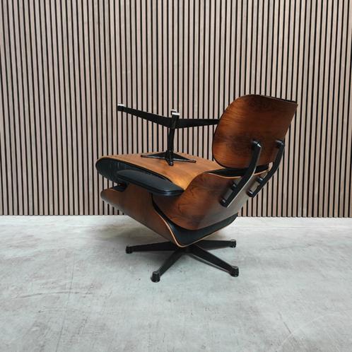 Vintage Eames Lounge chair + Ottoman, Huis en Inrichting, Stoelen, Gebruikt, Eén, Hout, Leer, Zwart, Ophalen of Verzenden
