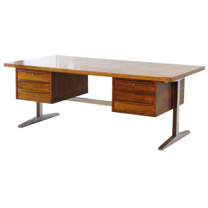 Groot XL vintage mid century directiebureau bureau jaren '60, Huis en Inrichting, Bureaus, Zo goed als nieuw, Bureau, Ophalen of Verzenden