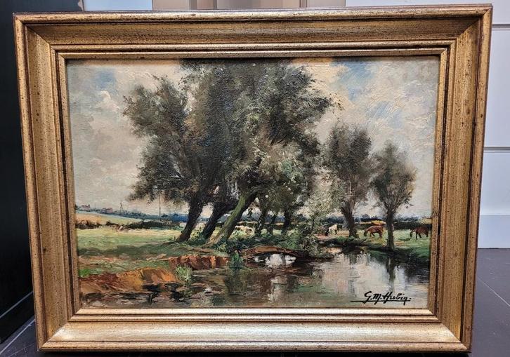 Gilbert Maurice HUBIN, Près de la mare à Zellick, Antiquités & Art, Art | Peinture | Classique, Enlèvement ou Envoi