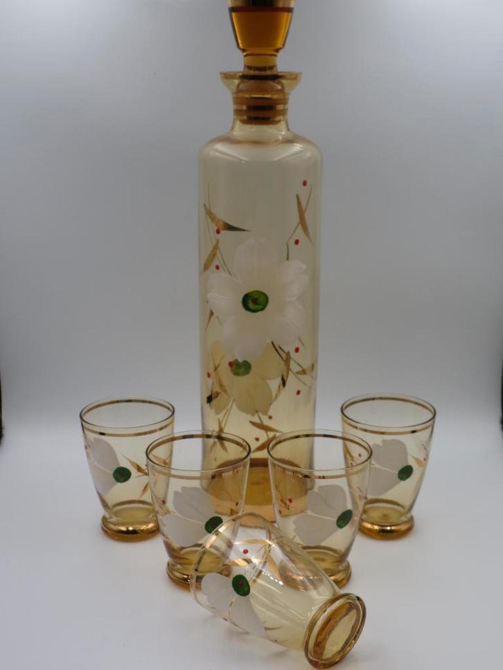 Booms glas - karaf met 5 glaasjes, Antiquités & Art, Antiquités | Verre & Cristal, Enlèvement ou Envoi