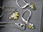 Zilveren ketting Italy met bijen in set met oorbellen 925, Ophalen of Verzenden, Zo goed als nieuw