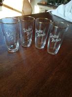 4 glazen Stella Artois met gouden rand, Verzamelen, Ophalen of Verzenden