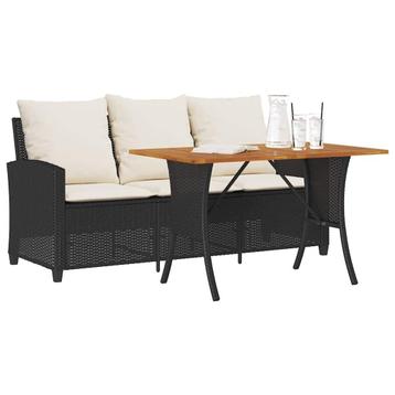 Tuinbank Calipso 3-zits met kussens & tafel poly rattan zwar beschikbaar voor biedingen