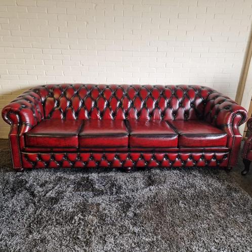 Chesterfield 4-zits Bank Charlston Antiek Rood, Antiek en Kunst, Antiek | Meubels | Stoelen en Sofa's, Ophalen