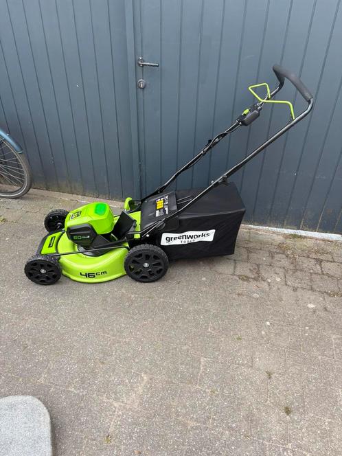 Greenworks 60v pro accu grasmaaier incl 2accu + lader, Tuin en Terras, Grasmaaiers, Nieuw, Accu-grasmaaier, 40 t/m 49 cm, Cirkelmaaier