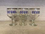 85/ Lot de 3 Verres Orval Benjamin écriture à 12mm du bord, Ophalen of Verzenden, Zo goed als nieuw, Bierglas