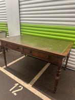Antiek bureau met lederen inleg groen, Ophalen