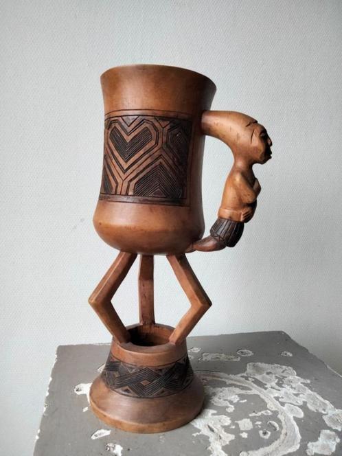 Kuba Congo tribal cup beker hout Afrika, Antiek en Kunst, Kunst | Niet-Westerse kunst, Ophalen of Verzenden