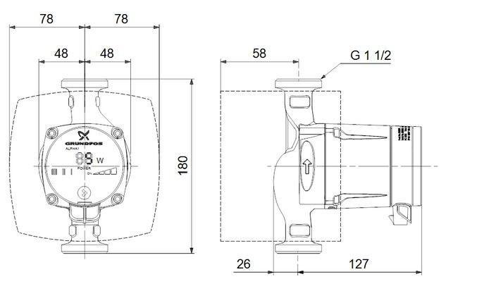 GRUNDFOS ALPHA1 25-60 180 230V Circulatiepomp [REFURBISHED], Doe-het-zelf en Bouw, Verwarming en Radiatoren, Zo goed als nieuw