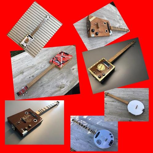 Cigarboxguitars en meer!, Muziek en Instrumenten, Snaarinstrumenten | Gitaren | Elektrisch, Nieuw, Hollow body, Overige merken