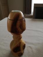 houten kaarsenhouder, eigen draaiwerk, Ophalen of Verzenden, Zo goed als nieuw, Bruin, Hout