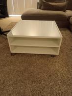 Witte moderne salontafel 90cmx90cm op wieltjes, Huis en Inrichting, Tafels | Salontafels, Ophalen, Glas
