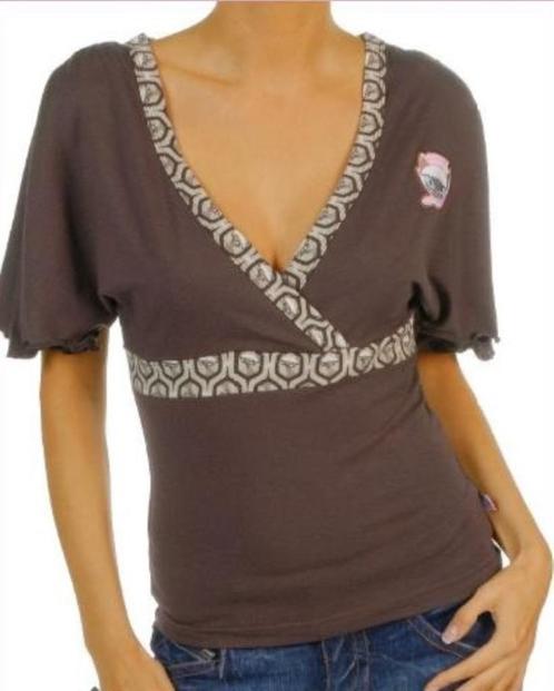 Bruin tshirt met losse mouwen van Pussy deluxe - Maat large, Kleding | Dames, T-shirts, Bruin, Ophalen of Verzenden