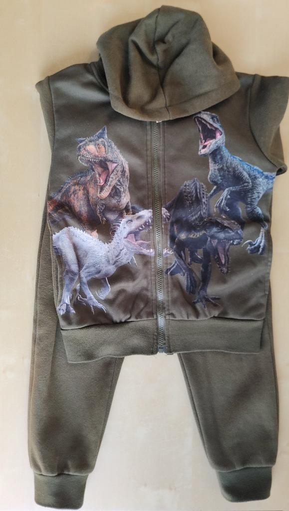 Kaki joggingset dino (8 jaar), Kinderen en Baby's, Kinderkleding | Maat 128, Gebruikt, Jongen, Setje, Ophalen of Verzenden